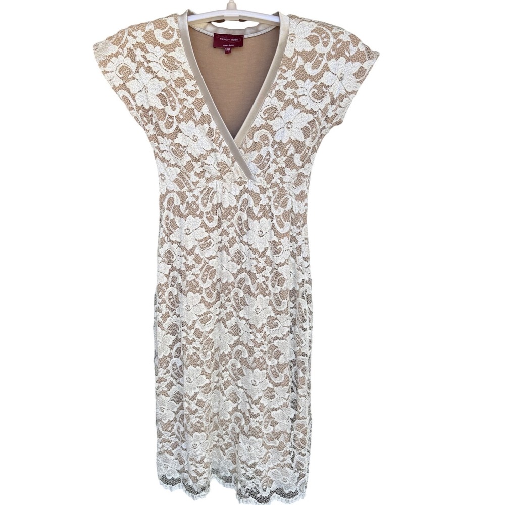 Lace Maternity shoot Baby Shower Special Event dress with Nude Lining Romanticl - Picture 3 of 11